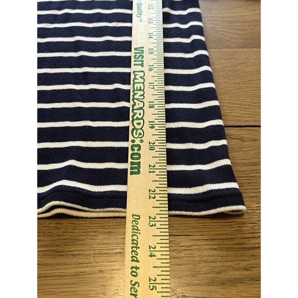 LL BEAN 3/4 SLEEVE BLUE CREAM STRIPE COTTON BOAT NECK SWEATER SIZE MEDIUM PETITE - Picture 4 of 13